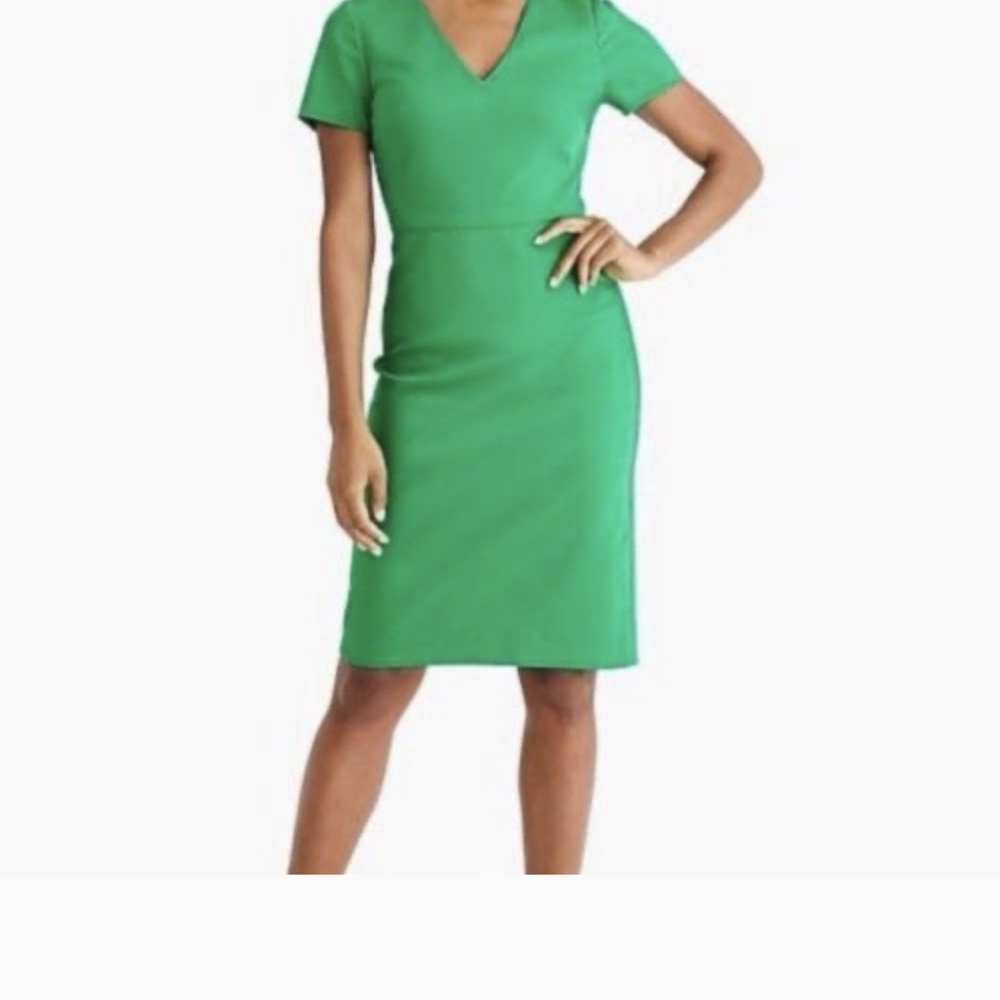 J. Crew Cotton Blend Kelly Green Cap Sleeve Fitted Dress size 12